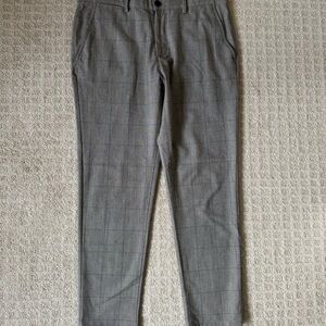 Zara men brown tan plaid stripe dress pants slacks trousers size 34 x 32
